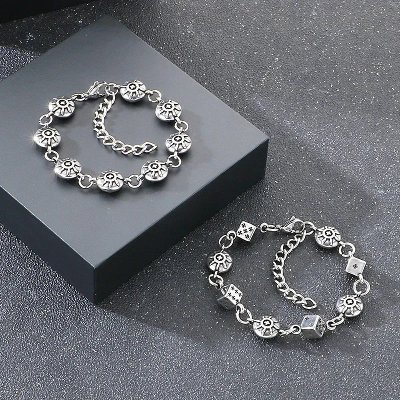 Wager Rose and Dice Charm Bracelet
