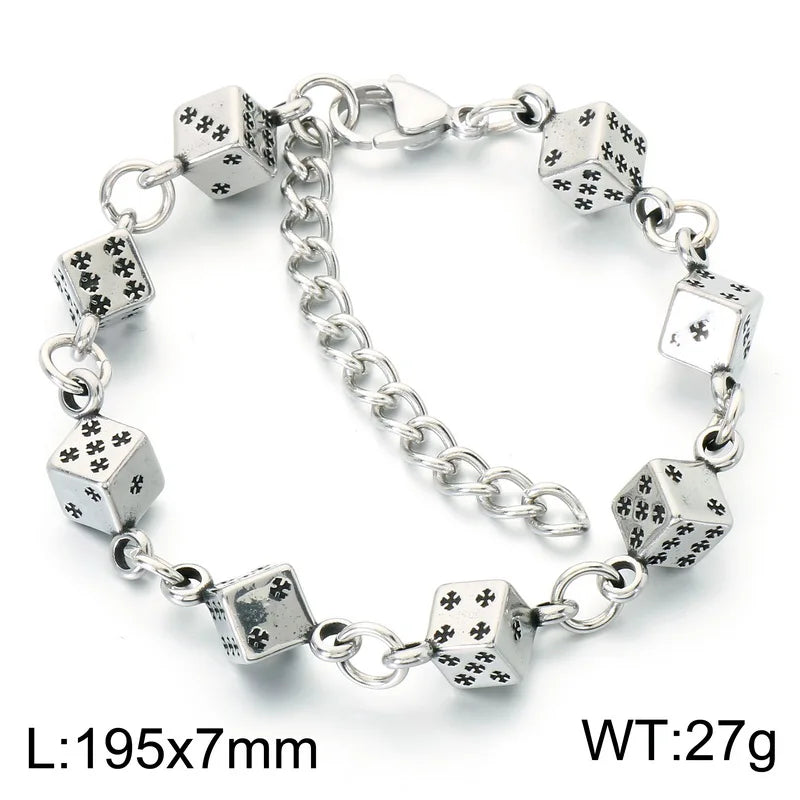 Wager Rose and Dice Charm Bracelet