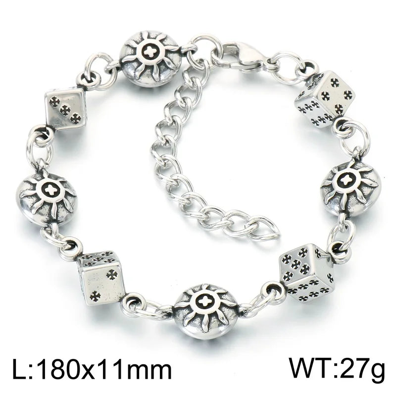 Wager Rose and Dice Charm Bracelet
