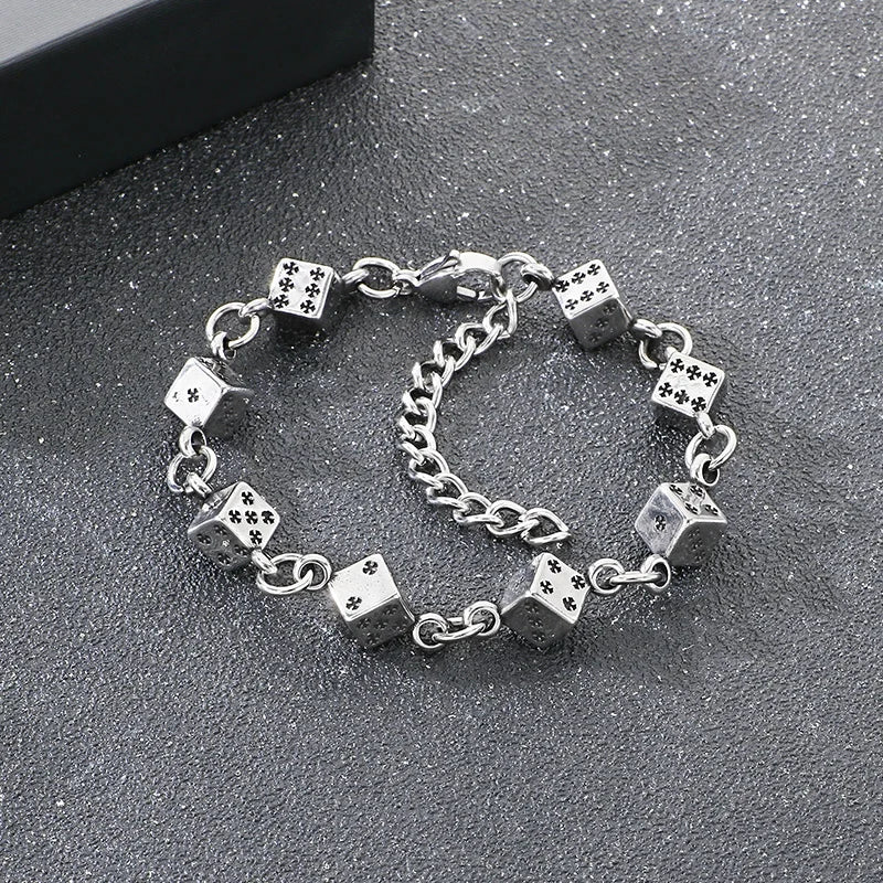 Wager Rose and Dice Charm Bracelet