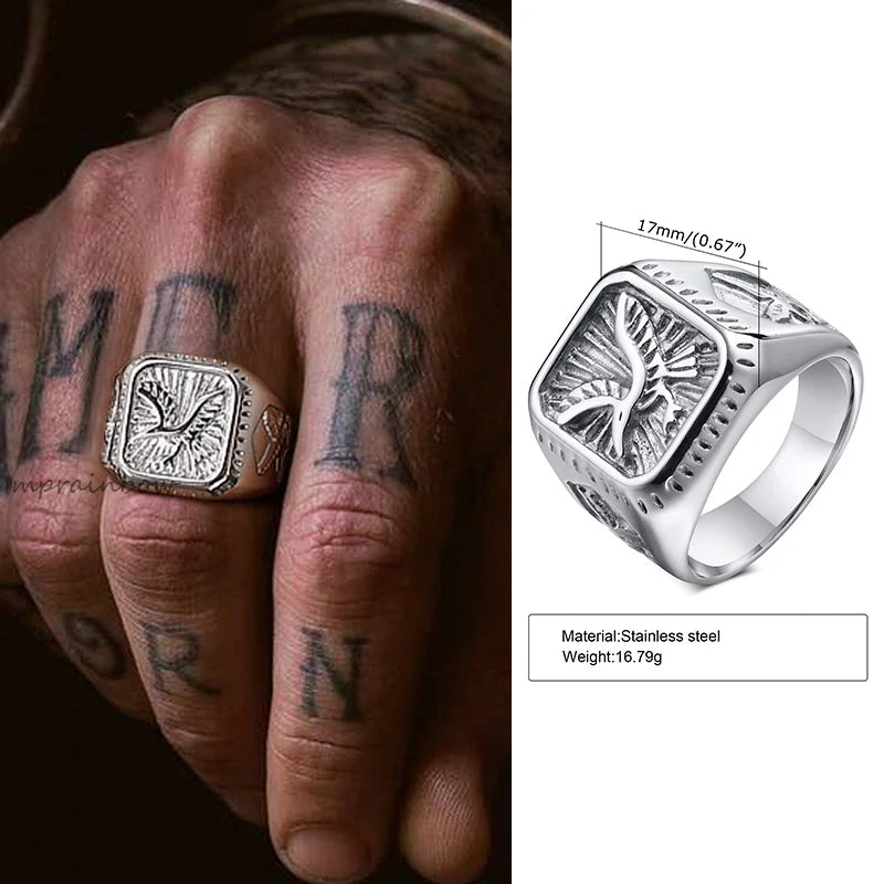 Talon Winged Eagle Signet Ring