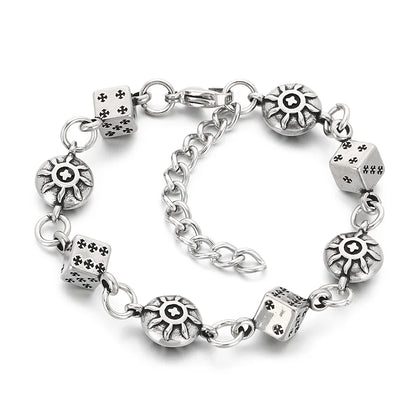Wager Rose and Dice Charm Bracelet