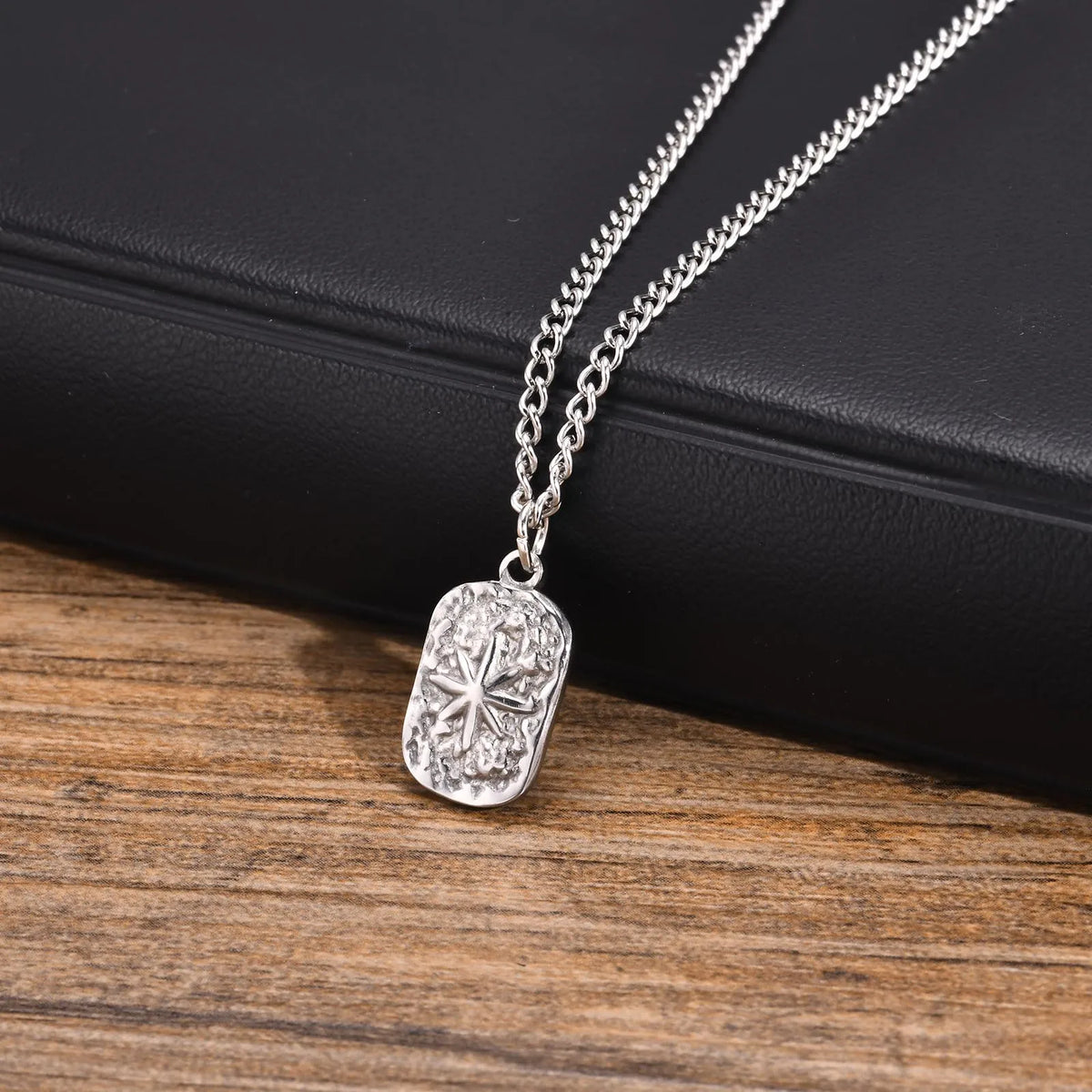 Northstar Hammered Dog Tag Necklace