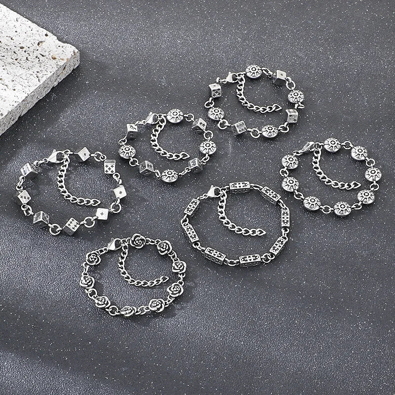 Wager Rose and Dice Charm Bracelet