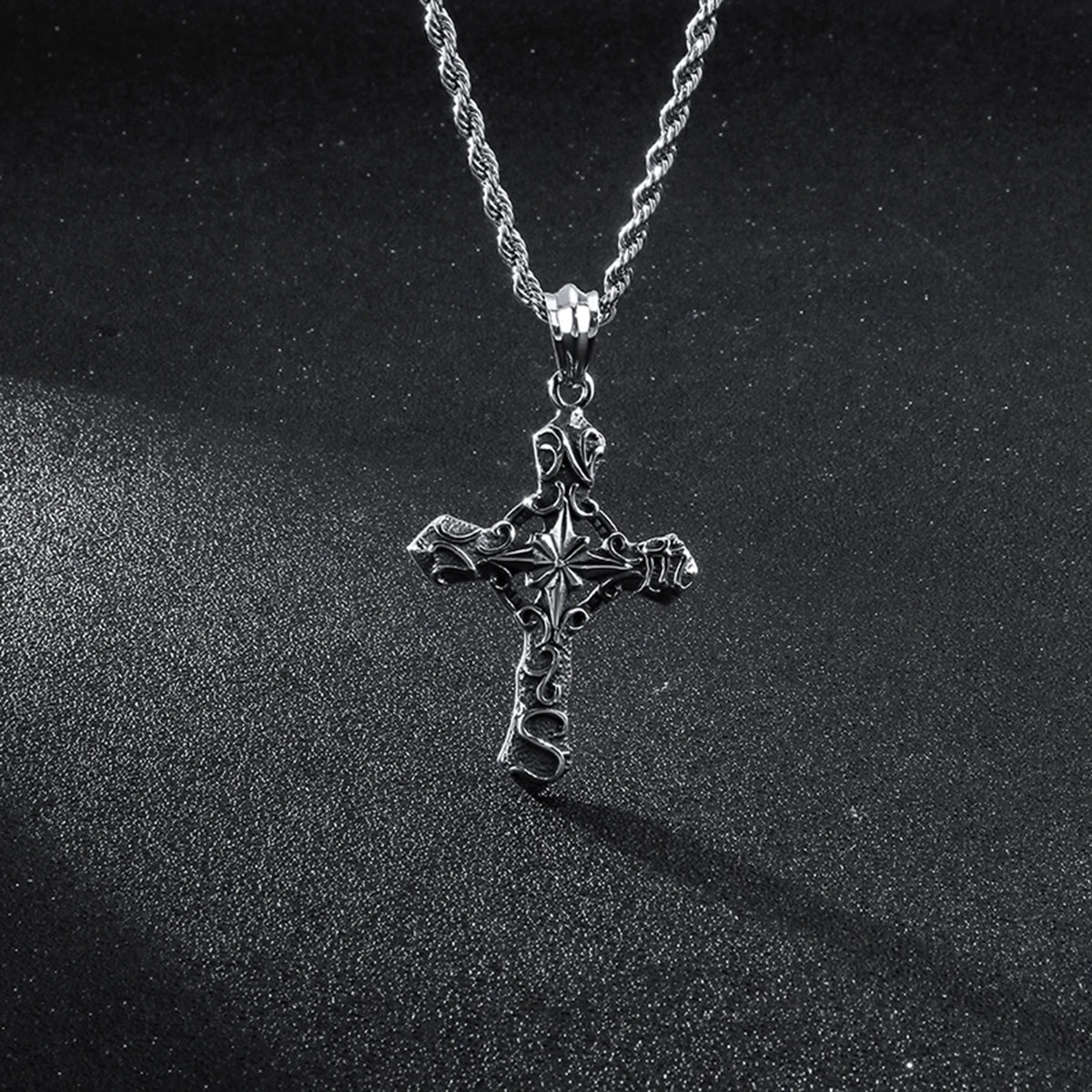 Penitent Twist Chain Cross Necklace