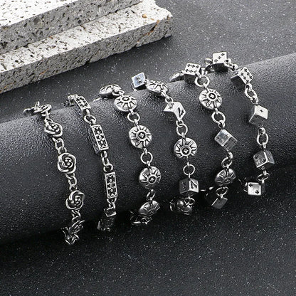 Wager Rose and Dice Charm Bracelet