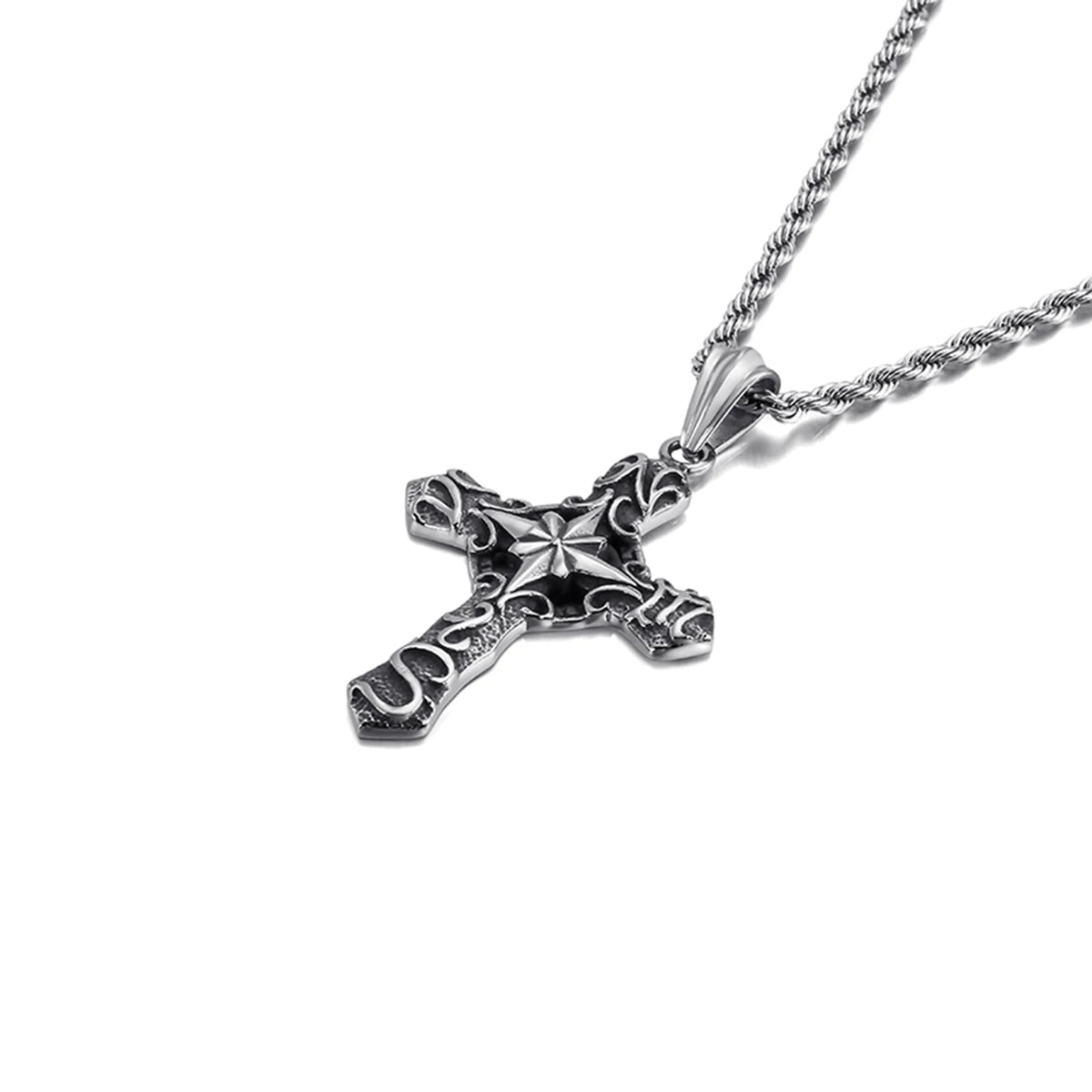 Penitent Twist Chain Cross Necklace
