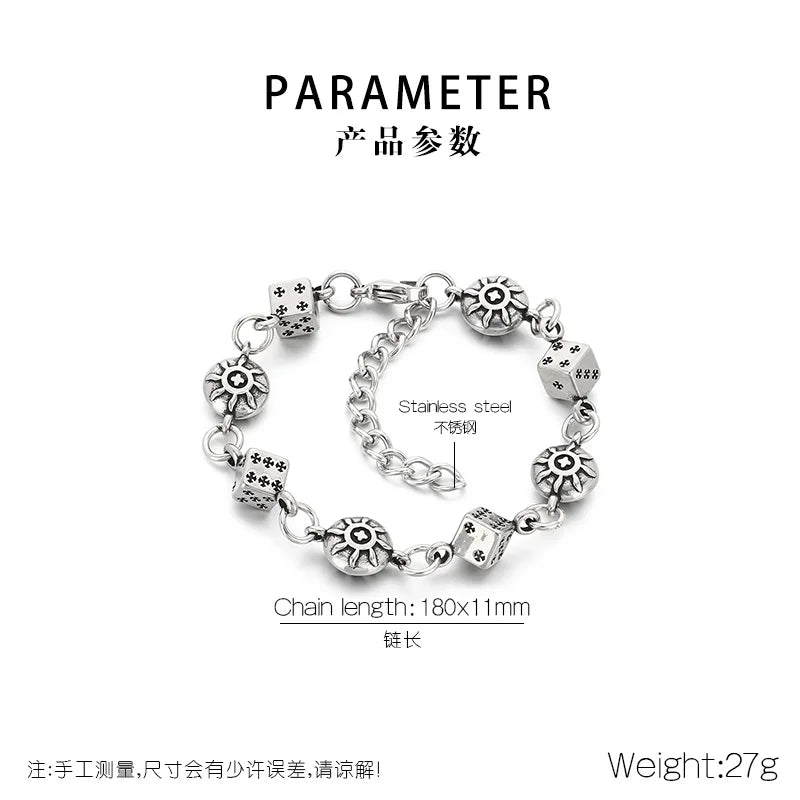 Wager Rose and Dice Charm Bracelet
