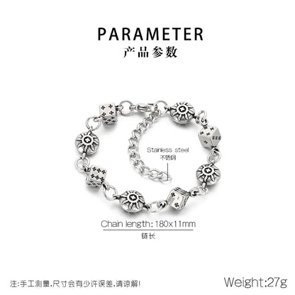 Wager Rose and Dice Charm Bracelet