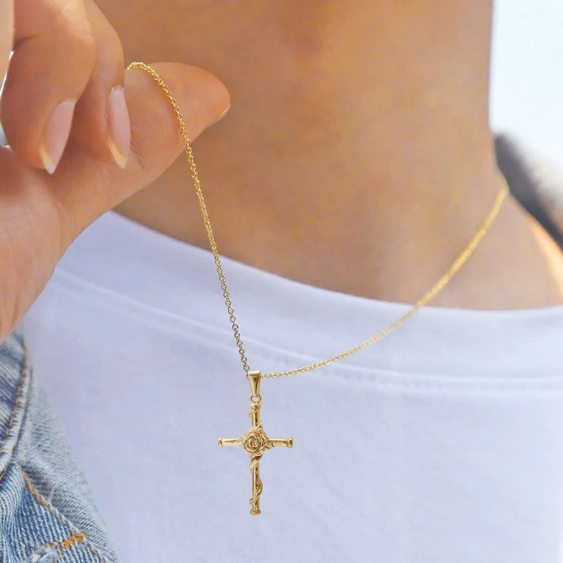 Briar Rose Cross Necklace