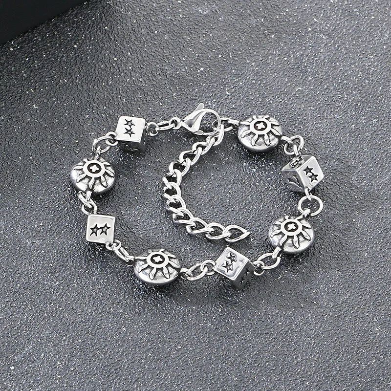 Wager Rose and Dice Charm Bracelet