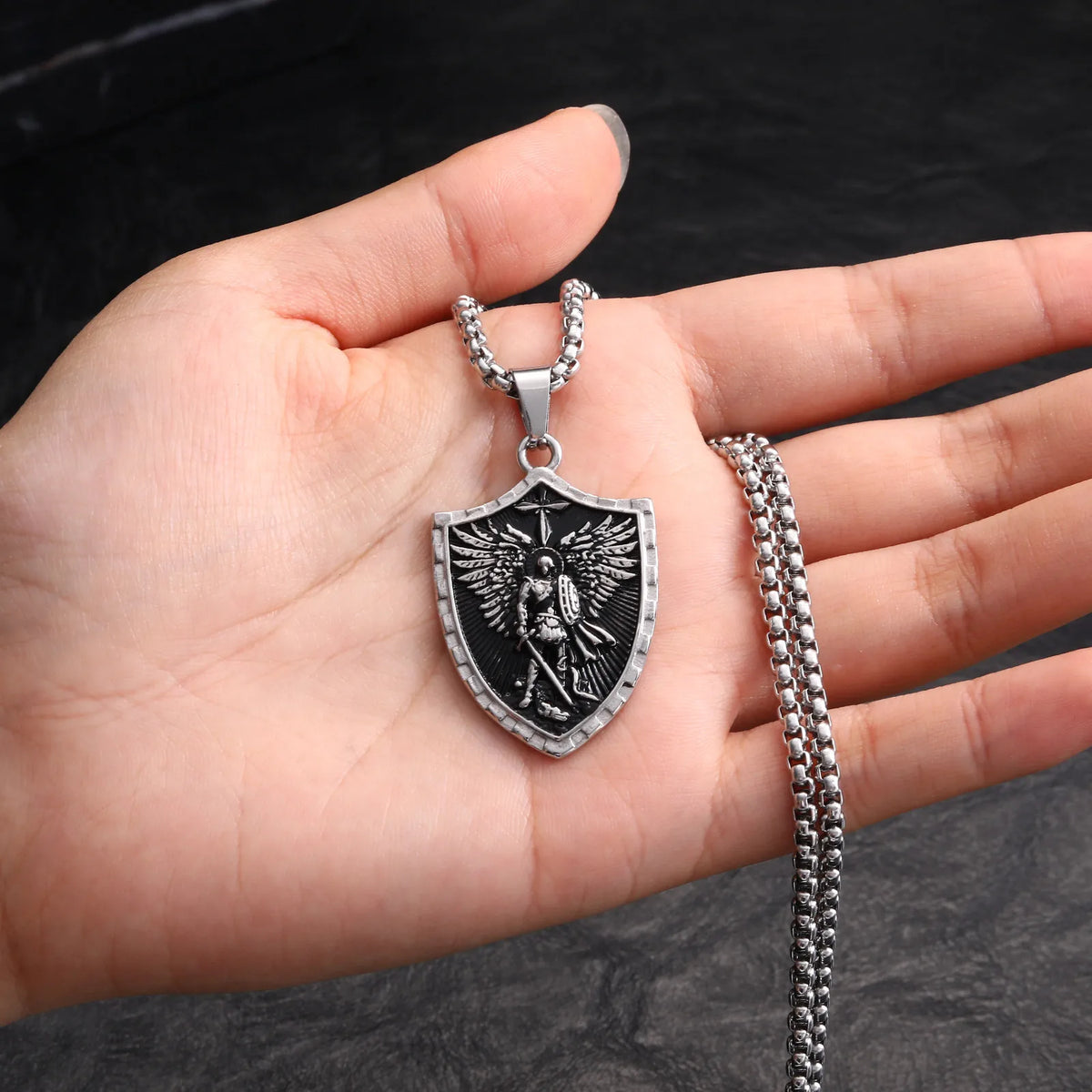 Bulwark Saint Michael Shield Necklace