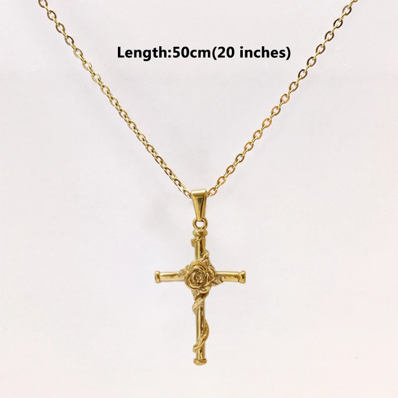 Briar Rose Cross Necklace